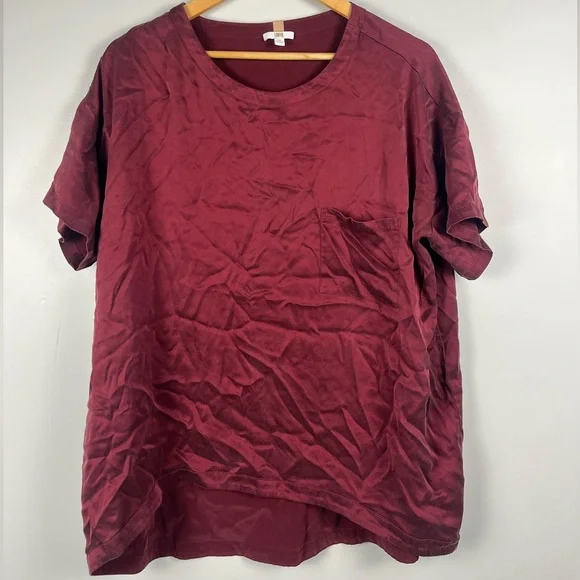 Lunya Washable Silk short sleeve Tee Calliope Wine size XS - Picture 3 of 7
